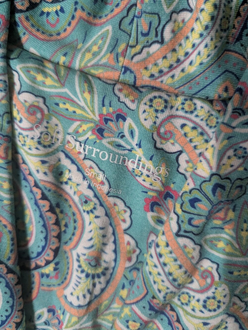 Soft Surroundings Women's Fit & Flare Midi Dress Sea Foam Green w/ Paisley Small - Picture 4 of 16